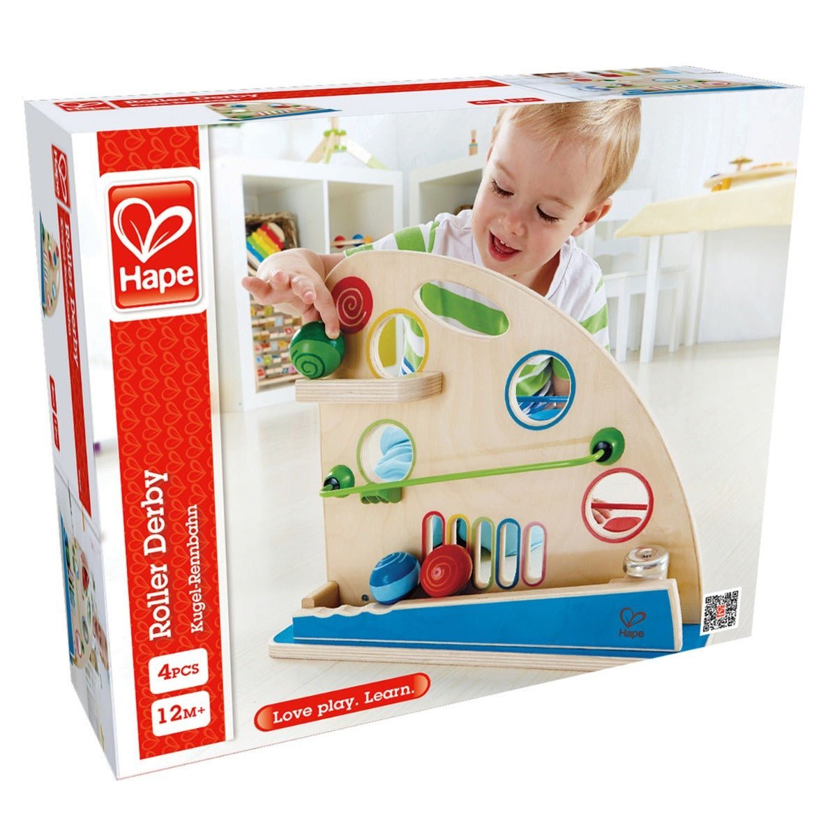 Hape Roller Derby Wooden Marble Racing Educational Toy 4pcs - Colorland Toys