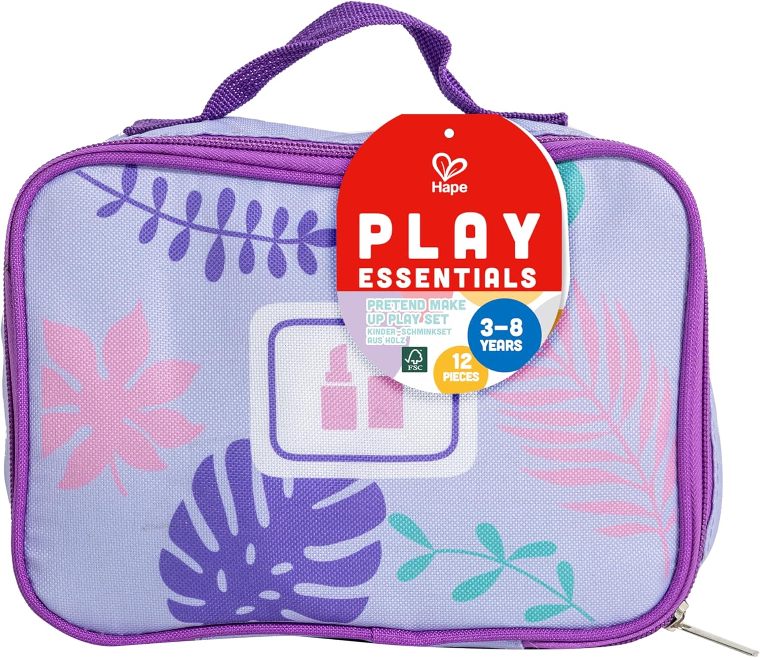 Hape Wooden Makeup Kit for Girls – 12 - Piece Pretend Play Beauty Set with Bag (Ages 3+) - Colorland Toys