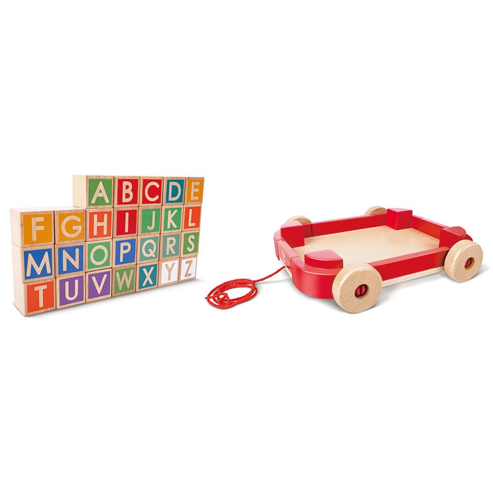Hape Wooden Pull - Along Cart With Stacking Blocks - Colorland Toys