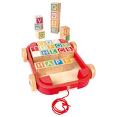 Hape Wooden Pull - Along Cart With Stacking Blocks - Colorland Toys