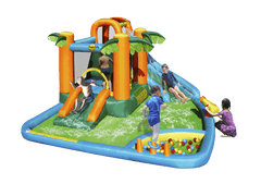 Happy Hop The Oasis 7 - in - 1 Water Park | Kids Inflatable Slide & Pool - Colorland Toys
