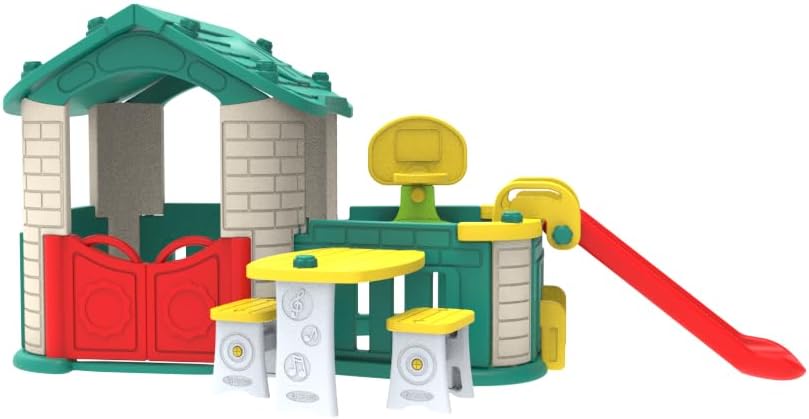 Happy Play House with Slide & Table and Chair Green CHD - 805 - Colorland Toys