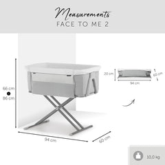 Hauck Face to Me 2 Melange Grey Baby Bed 608531 - Colorland Toys
