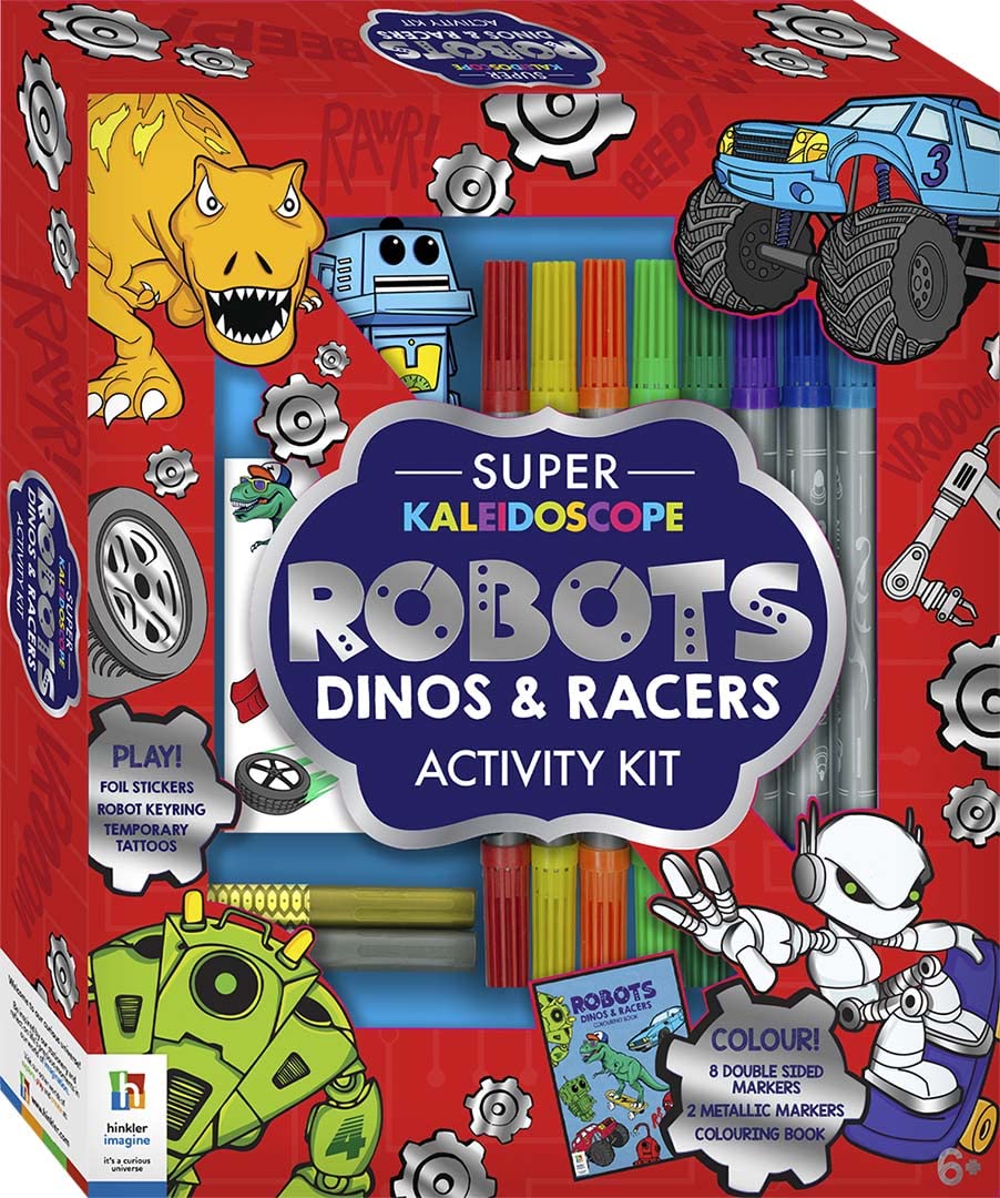 Hinkler Super Kaleidoscope Activity Kit Robots Dinos And Racers 155616 - Colorland Toys