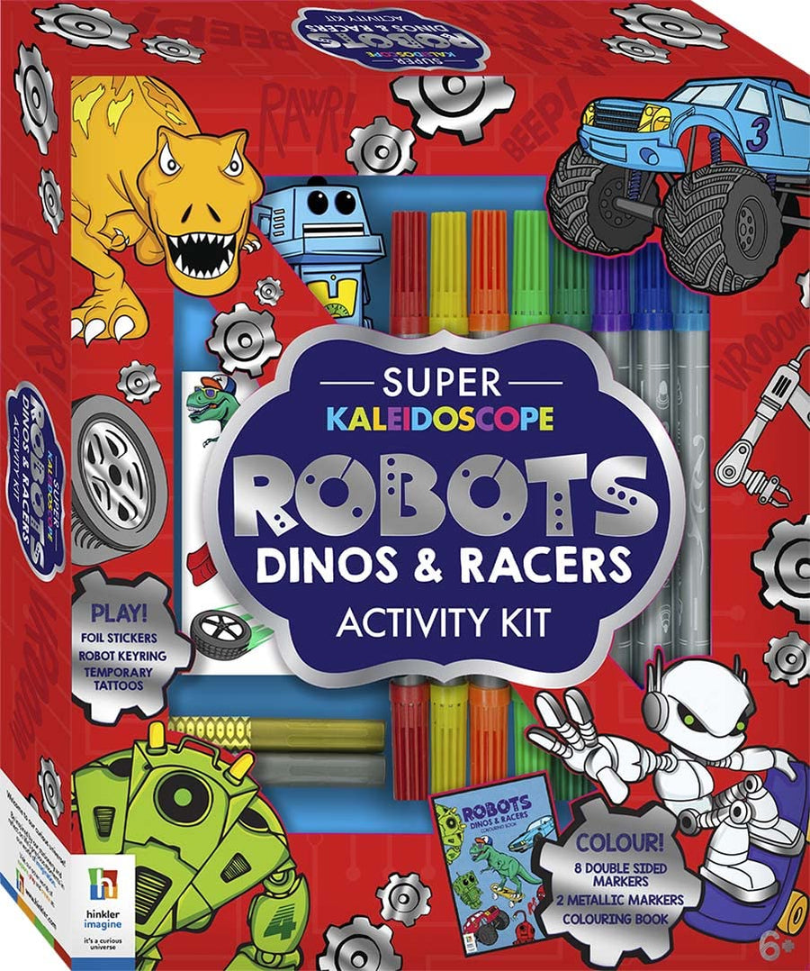 Hinkler Super Kaleidoscope Activity Kit Robots Dinos And Racers 155616
