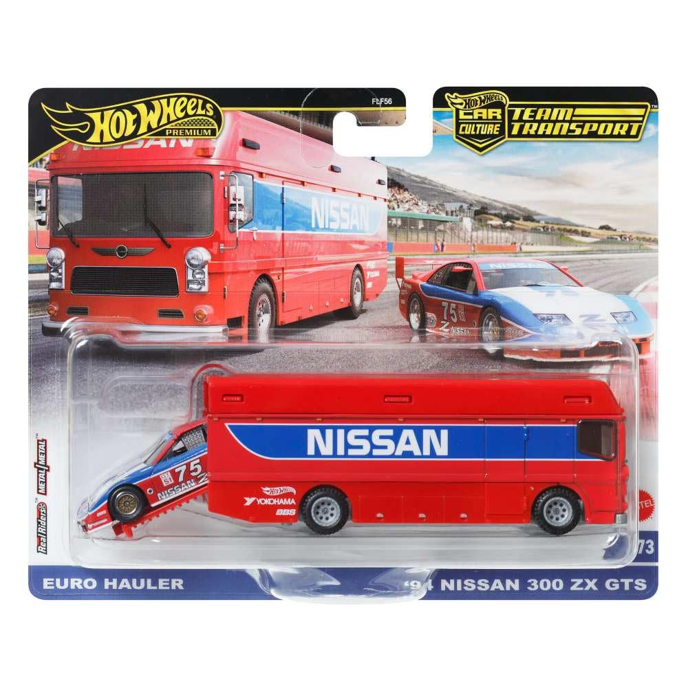 Hot Wheels Car Culture Team Transport - Nissan 300 ZX GTS 1994 & Euro Hauler Truck FLF56/HRV44 - Colorland Toys