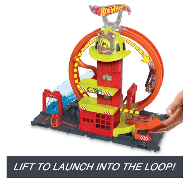 Hot Wheels City Super Loop Fire Station Playset, Track Set With 1 Toy Car - Colorland Toys