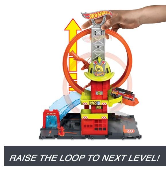 Hot Wheels City Super Loop Fire Station Playset, Track Set With 1 Toy Car - Colorland Toys