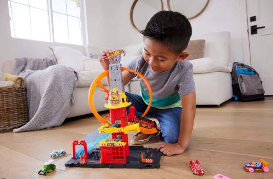 Hot Wheels City Super Loop Fire Station Playset, Track Set With 1 Toy Car - Colorland Toys