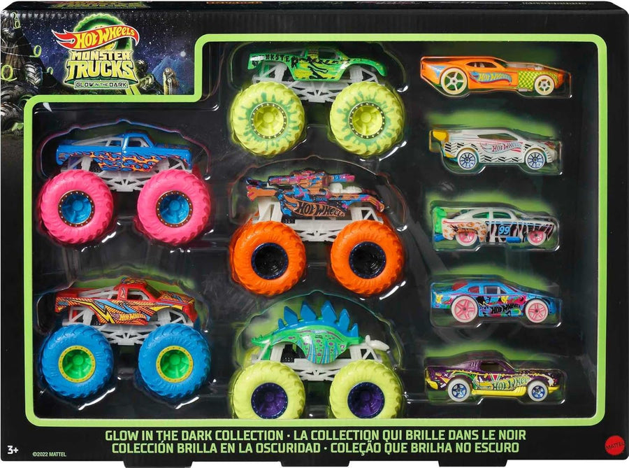 Hot Wheels Monster Trucks Glow in the Dark 10-Pack Cars & Trucks