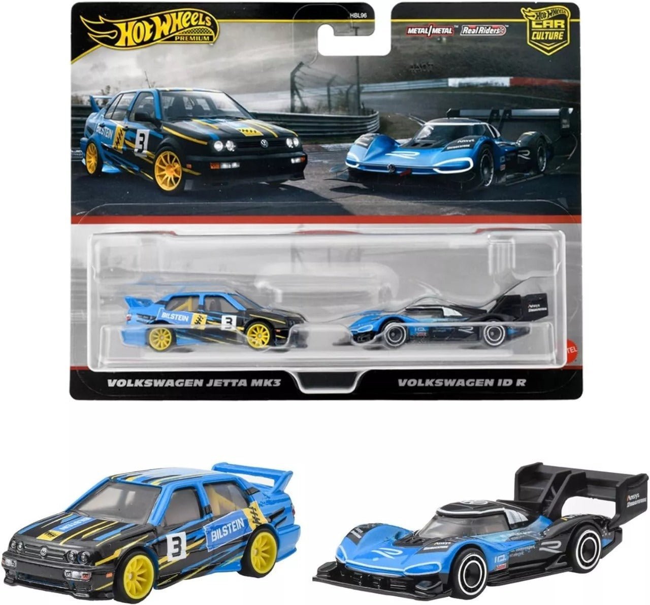 Hot Wheels Premium Car Culture Pack of 2 - Volkswagen Jetta MK3 & Volkswagen ID R HRR83/HBL96 - Colorland Toys