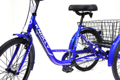 Knolly 20 Inch Three Wheel Bicycle with Basket Blue - Colorland Toys