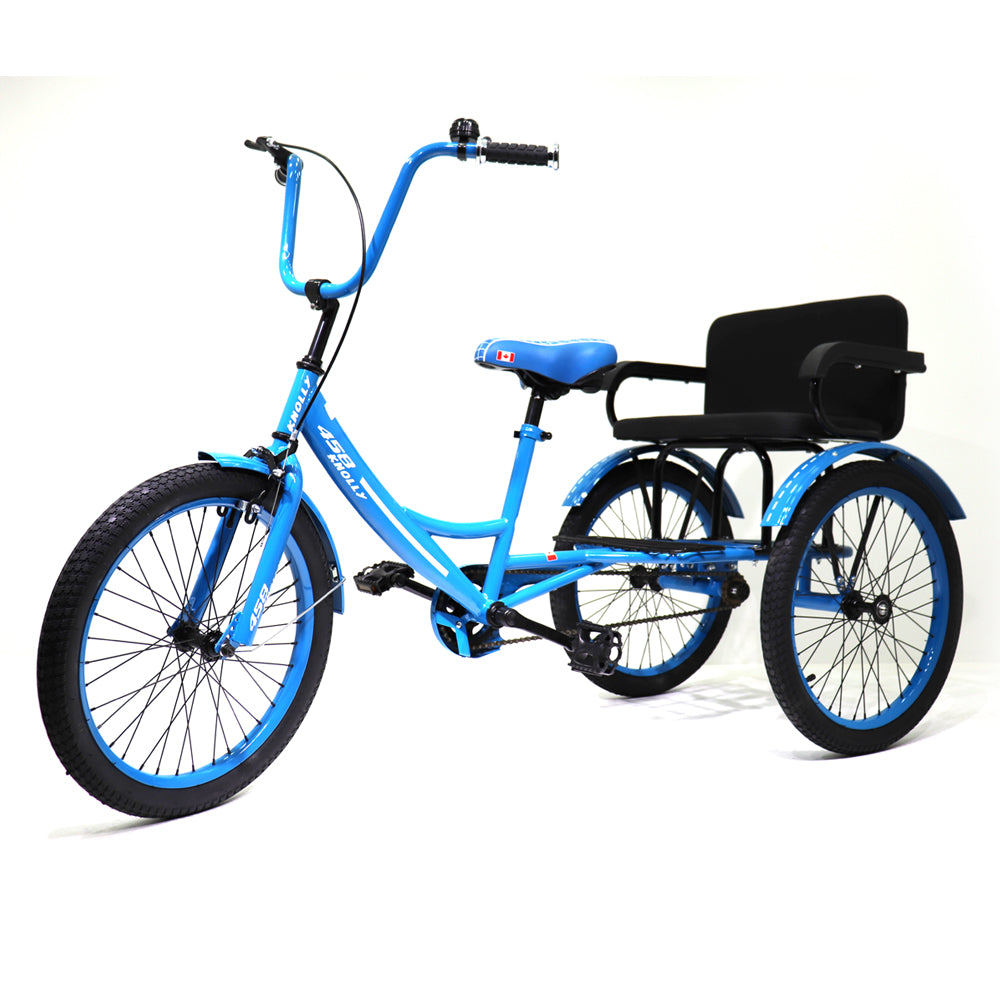 Knolly Three Wheel Bicycle 12 Inch Double Seat Blue - Colorland Toys