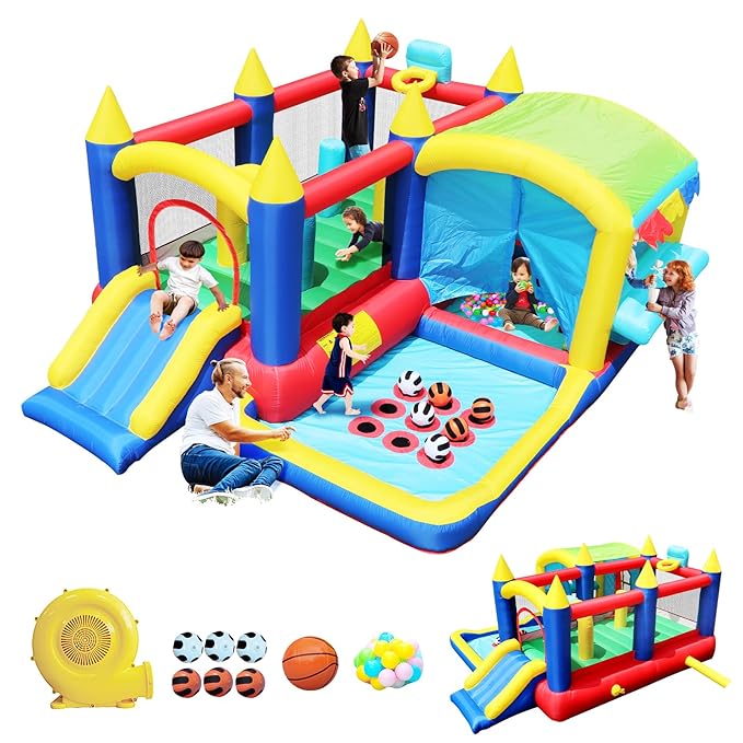 Inflatable 7 - in - 1 Bounce House 24001 - Colorland Toys