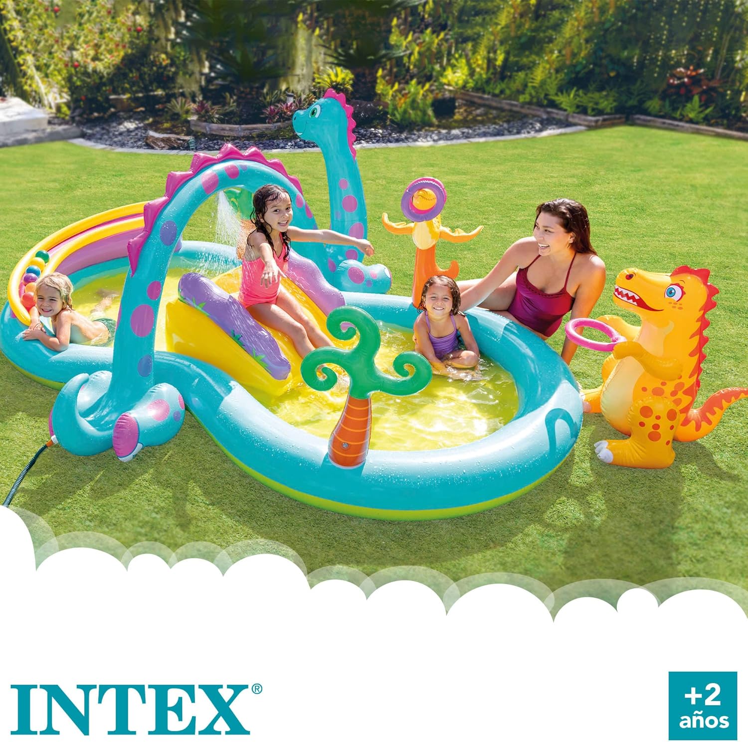 Intex Dinoland Inflatable Play Center – Dinosaur - Themed Water Pool with Slide & Sprayer (Model 57135) - Colorland Toys