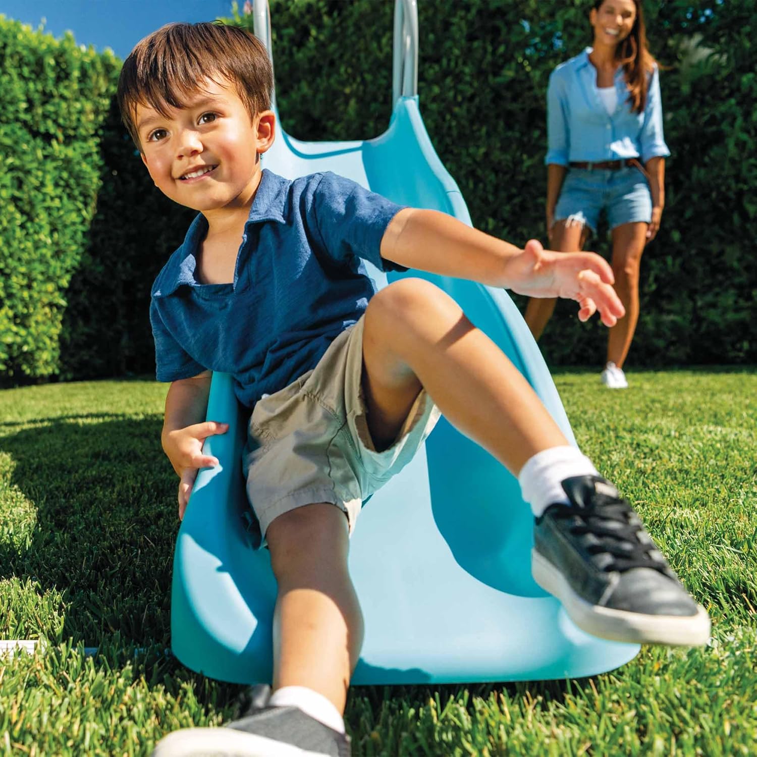 Intex Freestanding Outdoor Slide Set – Light Blue, Alloy Steel Frame, for Kids Ages 3–10 - Colorland Toys