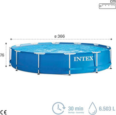 Intex Metal Frame Pool Set Round with Pump 12ft 3.66mx76cm 28212 - Colorland Toys