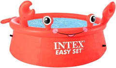 Intex Red Crab Inflatable Kiddie Pool – 6ft Round, 232 - Gallon Capacity, PVC - Colorland Toys