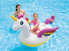 Intex Unicorn Ride - On Inflatable Pool Float with Handles – 155 x 79 x 79 cm | Ages 3+ | Rainbow Sprayer Design - Colorland Toys