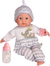 JC TOYS Berenguer Boutique Soft Body Doll 38 cm, Grey, Eyes Open/Close - Colorland Toys