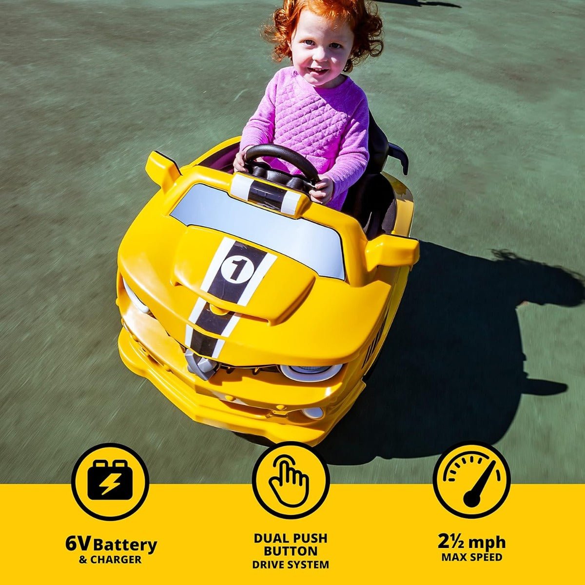 Kamikaze Bolt Ride On Yellow CT - 326 - Colorland Toys