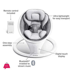 Baby swing with features highlighted on a white background