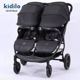 Kidilo LB100 Luxury Twin Lightweight Aluminum Twin Stroller black - Colorland Toys