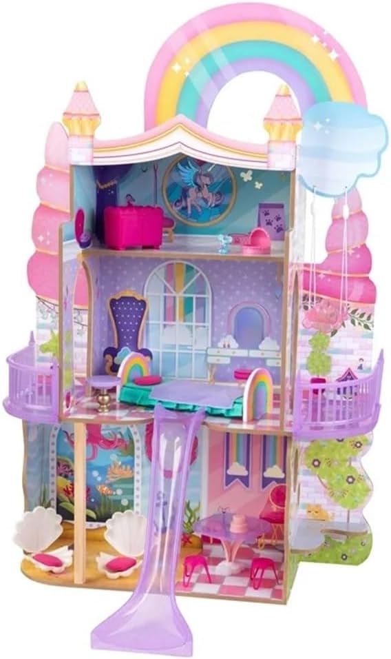 Kidkraft Rainbow Dreamers Unicorn Mermaid Dollhouse with EZ Kraft Assembly™ - Colorland Toys