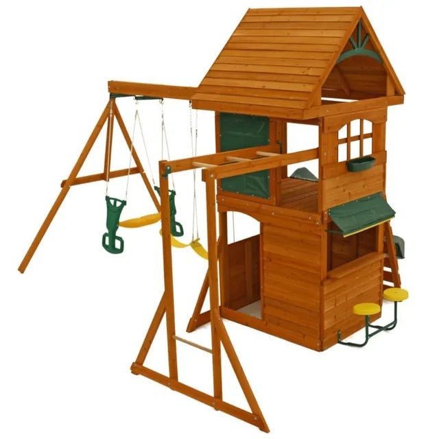 Kidkraft Ridgeview Deluxe Clubhouse Wooden Swing Set / Playset - Colorland Toys