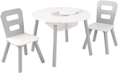 Kidkraft Round Storage Table And 2 Chair Set - Gray/White 26166 - Colorland Toys