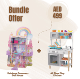 KidKraft Unicorn Dollhouse & Play Kitchen Set (38 pcs) - Colorland Toys