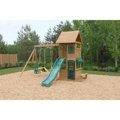 KidKraft Windale Fort Wooden Swing Set with Slide & Swings - Colorland Toys