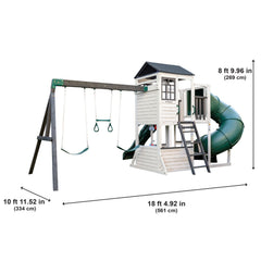 KidKraft Wrangler Way Swing Set – Wooden Playhouse & Slides F29625E - Colorland Toys