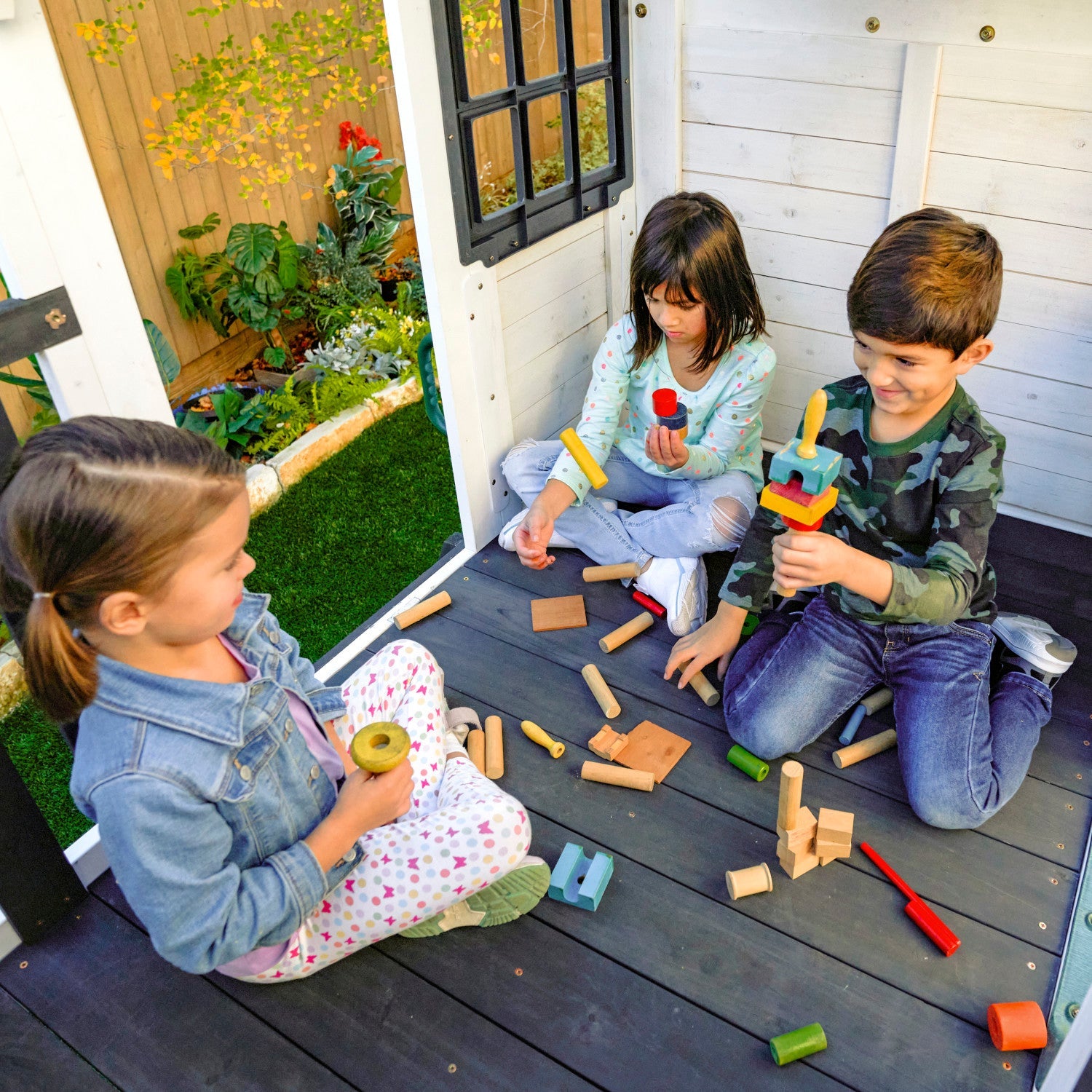 KidKraft Wrangler Way Swing Set – Wooden Playhouse & Slides F29625E - Colorland Toys