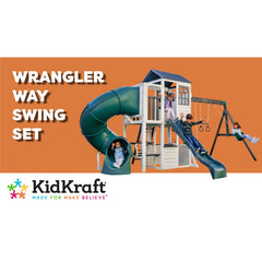 KidKraft Wrangler Way Swing Set – Wooden Playhouse & Slides F29625E - Colorland Toys