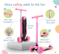 Kids 3 - Wheeled Scooter Pink 103 - 39 - Colorland Toys