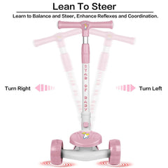 Kids Three Wheeled Scooter Pink Y - ST1818B/S1161 - Colorland Toys