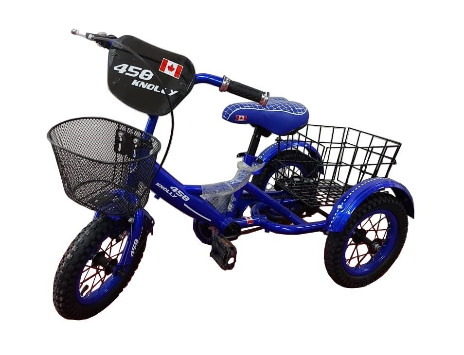 Knolly 12 inch Three Wheel Bicycle with Basket Blue - Colorland Toys