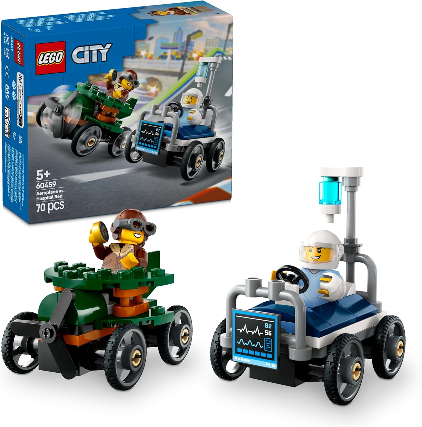 LEGO Airplane VS Hospital Bed Race Car Pack 6526296/60459 - Colorland Toys