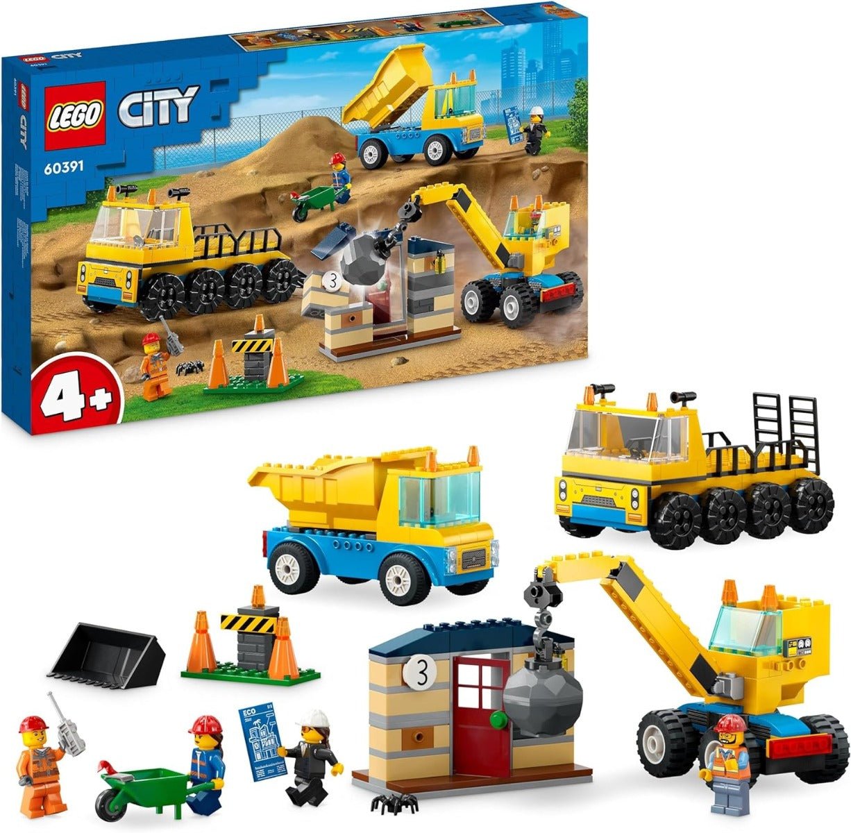 LEGO City Construction Trucks & Wrecking Ball 60391/6425871 - Colorland Toys