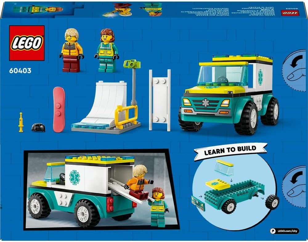 Lego City Emergency Ambulance And Snowboarder - Colorland Toys