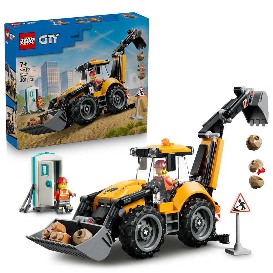 LEGO City Yellow Backhoe Loader Construction Vehicle Toy for Kids 7+