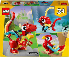 LEGO Creator 3-in-1 Red Dragon, Phoenix & Fish Animal Figures Set (31145) – 149-Piece Buildable Toy for Kids 6+ - Colorland Toys