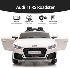 Licensed Audi TT RS Roadster 12V Electric Ride-On Car for Kids – White (Remote Control + Bluetooth) - Colorland Toys