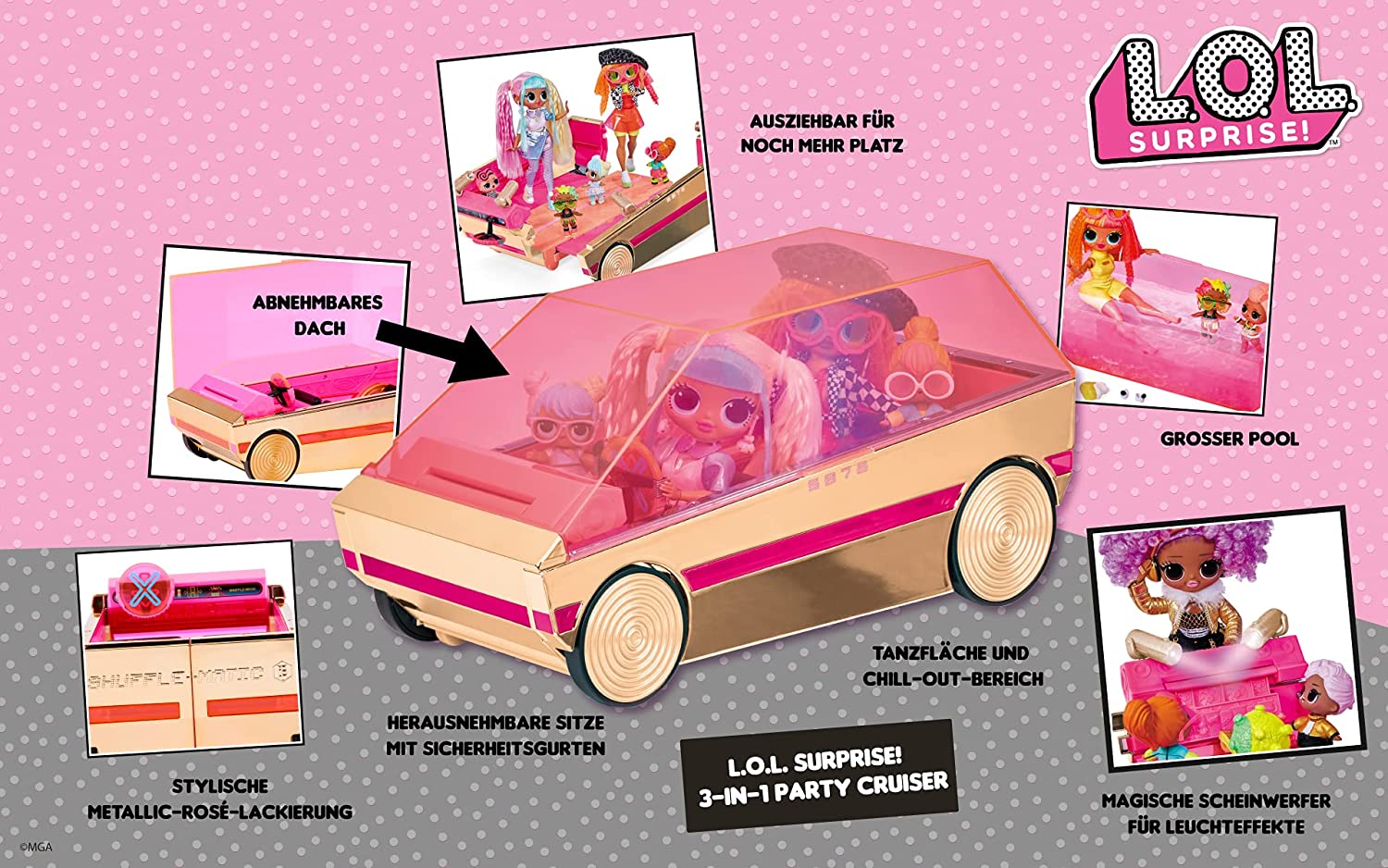 LOL Surprise! 3 - in - 1 Party Cruiser MGA - 118305 - Colorland Toys
