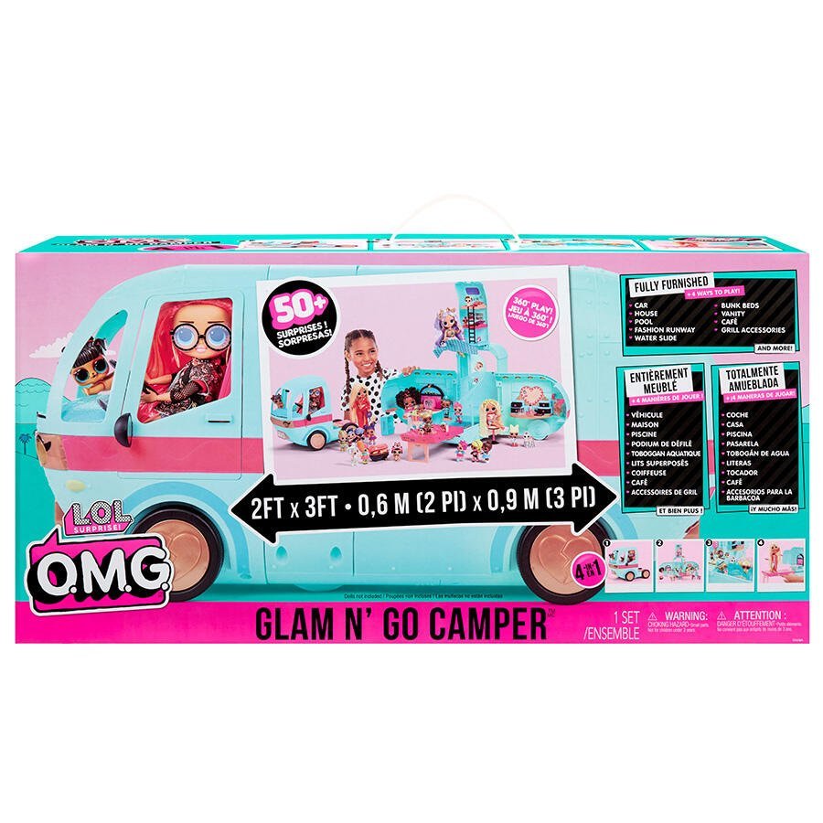 LOL Surprise OMG Glam N’ Go Camper – 4 - in - 1 Vehicle, House & Fashion Playset with 50+ Surprises & 360° Play - Colorland Toys