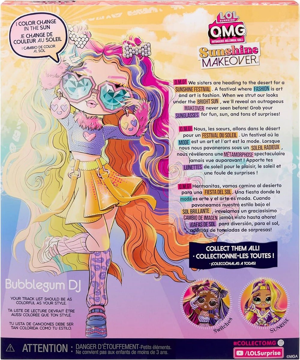 LOL Surprise! OMG Sunshine Makeover Fashion Doll - Bubblegum DJ MGA - 589426 - Colorland Toys