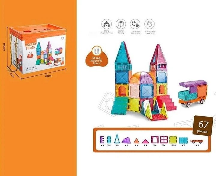Magnetic Tiles Building Blocks with 67 Pcs Accessories CH1132 - Colorland Toys