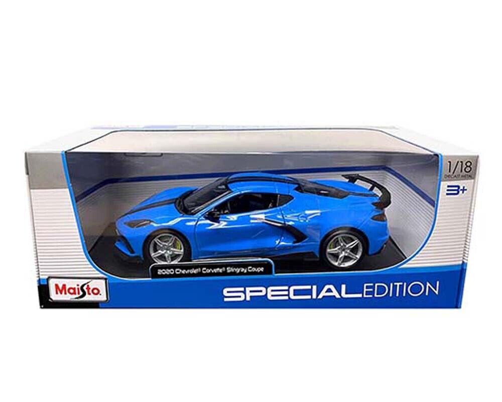 Maisto Chevy Corvette Stingray C8 Coupe with Blue High Wing 31455 - Colorland Toys