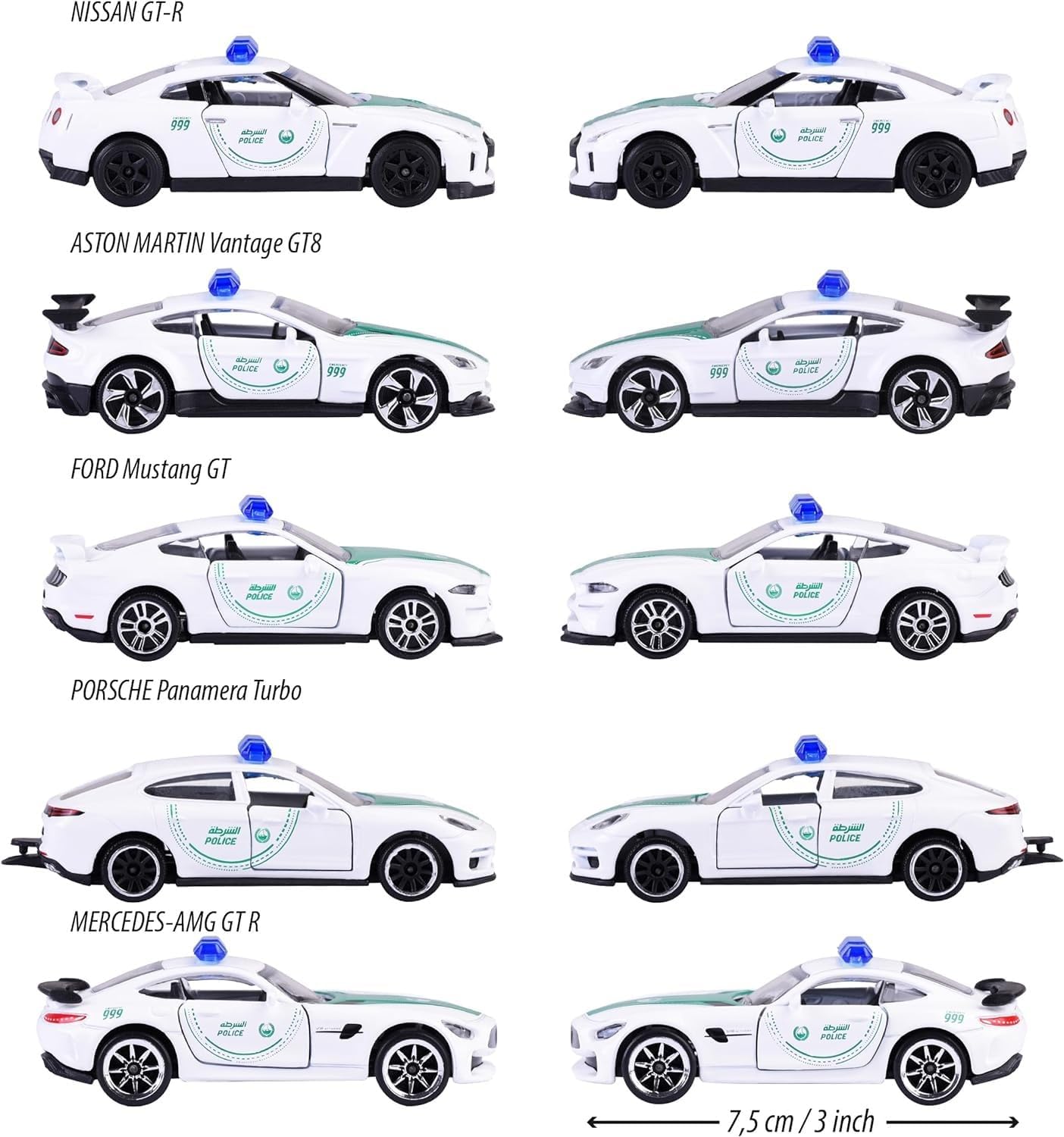 Majorette Dubai Police Die - Cast Car Gift Pack – 5 - Piece Supercar Set | Special Edition V1 | 1:64 Scale - Colorland Toys